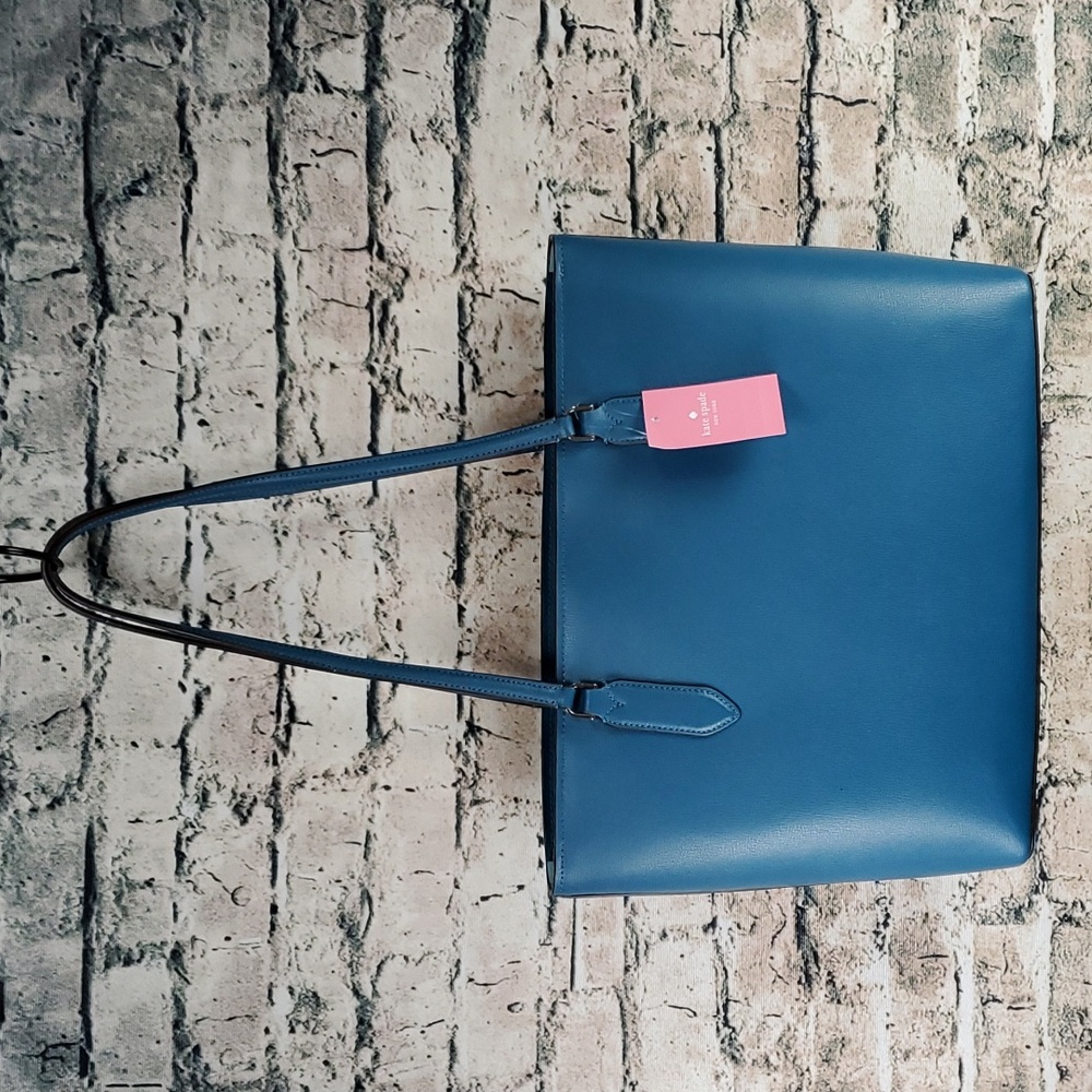 Kate Spade | Harper Peacock Blue Leather Tote Shoulder Bag - Picture 5 of 11